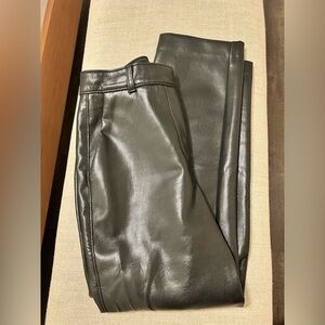 Babaton Black Vegan Leather Straight Leg Pants